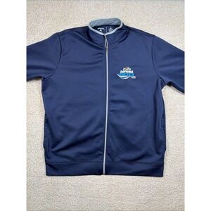 Daytona 500 Antigua Full Zip Up Jacket Men's XL Navy Blue Polyester Spandex